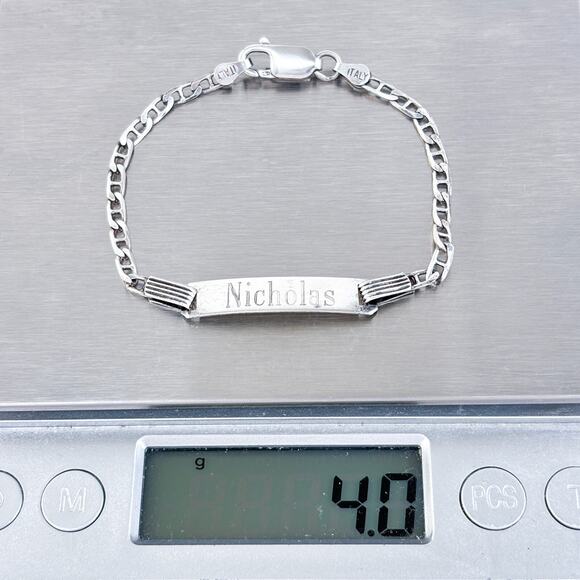 Vintage Italy Sterling Silver 925 Anchor Chain ID Bracelet 6.5" - Picture 6 of 6